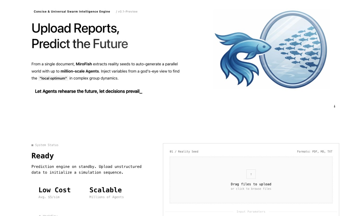 MiroFish AI prediction in MiroFish - seed material upload screen